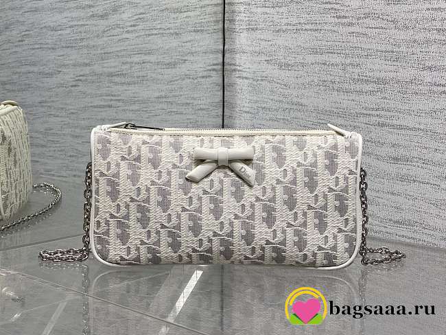 Bagsaaa Dior Promenade Pouch with Chain Latte and Gray Dior Oblique - 22cm - 1