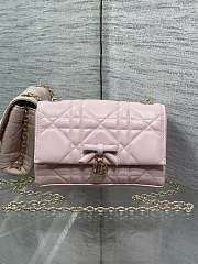 Bagsaaa Dior Mini Bag with Chain Soupir Pink Macrocannage Lambskin - 19cm - 1