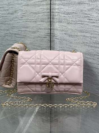 Bagsaaa Dior Mini Bag with Chain Soupir Pink Macrocannage Lambskin - 19cm