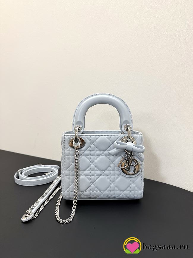 Bagsaaa Mini Lady Dior Bag with Chain Ice Blue Cannage Lambskin - 17cm - 1