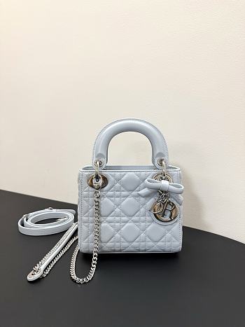 Bagsaaa Mini Lady Dior Bag with Chain Ice Blue Cannage Lambskin - 17cm