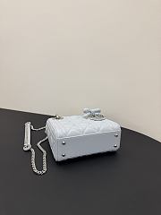 Bagsaaa Mini Lady Dior Bag with Chain Ice Blue Cannage Lambskin - 17cm - 4