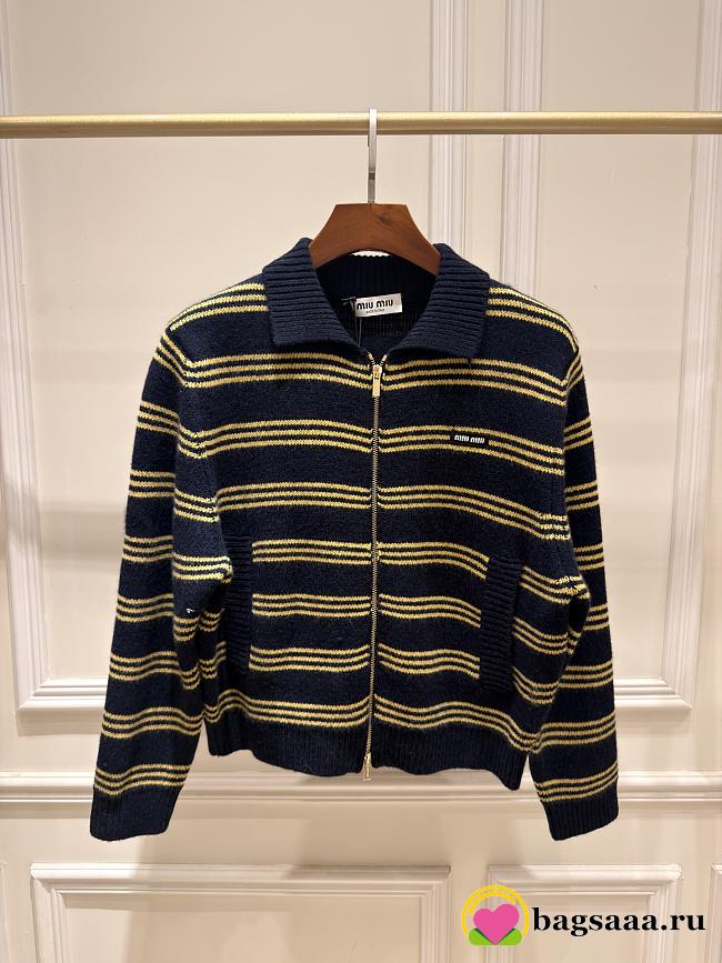 Bagsaaa Miu Miu Wool and cashmere cardigan Navy - 1