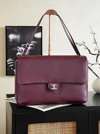 Bagsaaa Chanel Maxi Flap bag AS6233 Grained Burgundy - 38.5cm