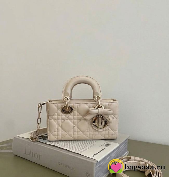 Bagsaaa Dior Mini Lady D-Joy Bag Powder Beige Cannage Lambskin - 19 x 10.5 x 5.5 cm - 1