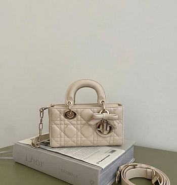 Bagsaaa Dior Mini Lady D-Joy Bag Powder Beige Cannage Lambskin - 19 x 10.5 x 5.5 cm
