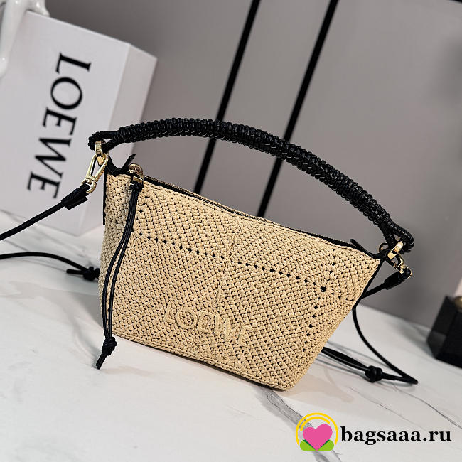 Bagsaaa Cala mini bag in classic calfskin and raffia - 26cm - 1