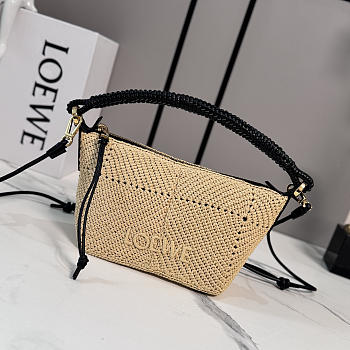 Bagsaaa Cala mini bag in classic calfskin and raffia - 26cm