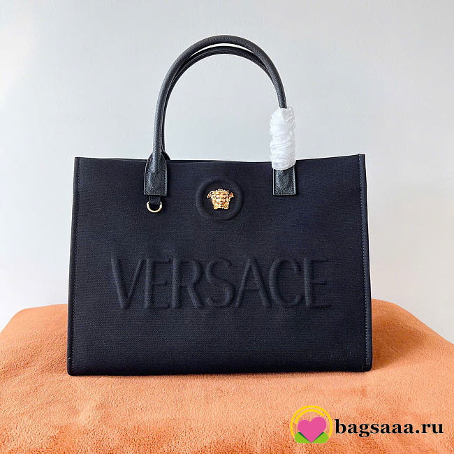 Bagsaaa Versace La Medusa Large Canvas Tote black - 40cm - 1