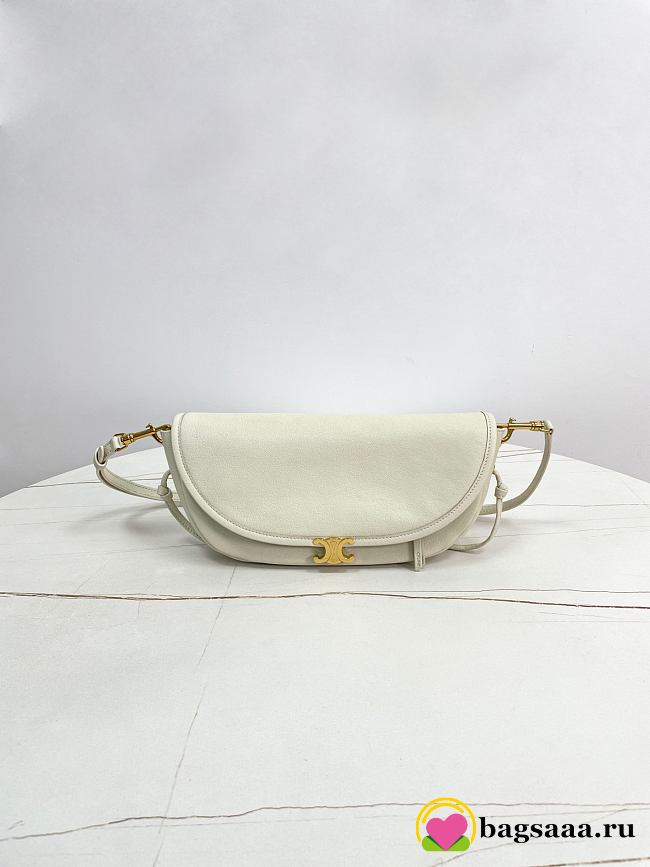 Bagsaaa Celine Soft Triomphe Little Halfmoon In Shiny Lambskin white - 25cm - 1