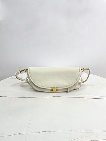 Bagsaaa Celine Soft Triomphe Little Halfmoon In Shiny Lambskin white - 25cm