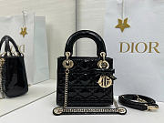 Bagsaaa Mini Lady Dior Bag Black Patent Cannage Calfskin with bow - 17cm - 1