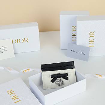 Bagsaaa Lady Dior Freesia Card Holder Two-Tone Latte and Black - 10.5cm