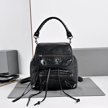Bagsaaa Balenciaga Le City Backpack Mini in black Arena lambskin - 23cm