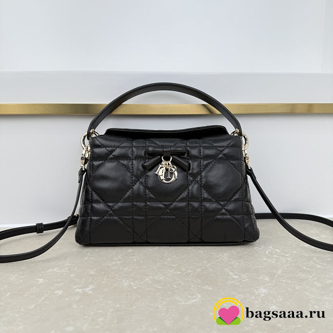 Bagsaaa Dior Adiorable Top Handle Mini Bag Black Macrocannage Lambskin - 22.5cm - 1