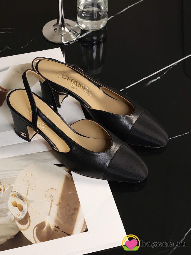 Bagsaaa Chanel Slingbacks black Goatskin G31318 - 6.5cm - 1