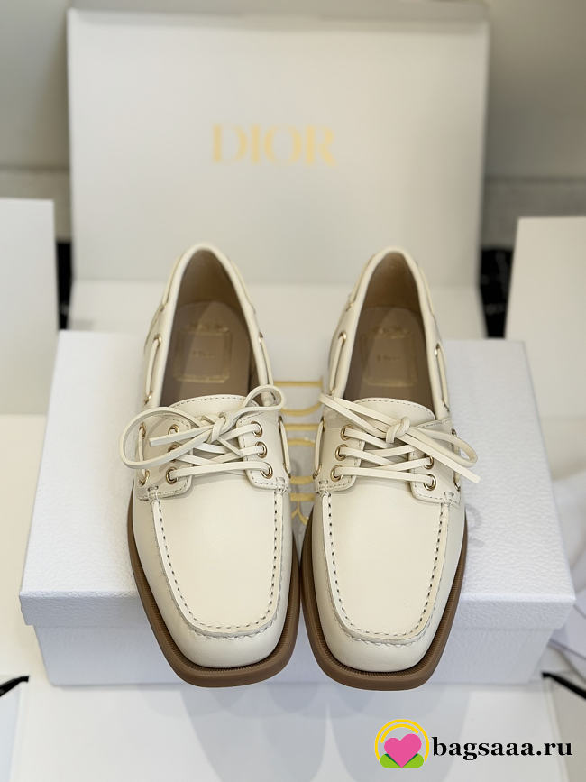 Bagsaaa Dior Rive Boat Shoe White Calfskin - 1