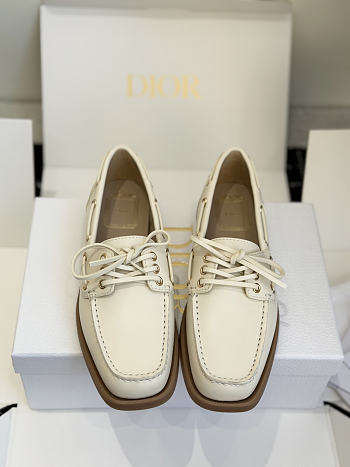 Bagsaaa Dior Rive Boat Shoe White Calfskin