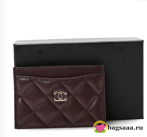 Bagsaaa Chanel Caviar Quilted Card Holder Dark Brown - 11cm - 1