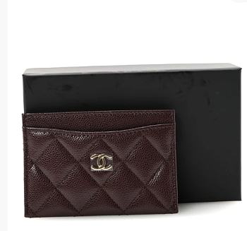 Bagsaaa Chanel Caviar Quilted Card Holder Dark Brown - 11cm