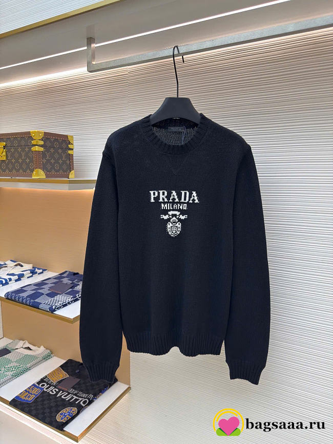 Bagsaaa Prada Logo Crew-Neck Sweater black - 1