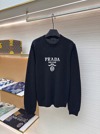 Bagsaaa Prada Logo Crew-Neck Sweater black