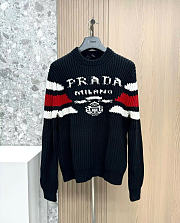 Bagsaaa Prada Jacquard Sweater features striking red and white - 1