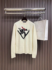 Bagsaaa LV Ski Intarsia Signature Long-Sleeved Pullover Milky white - 1