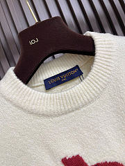 Bagsaaa LV Ski Intarsia Signature Long-Sleeved Pullover Milky white - 2